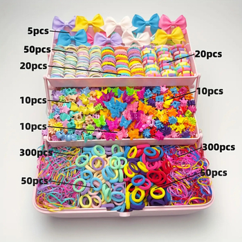 Sada doplnkov na vlasy pre dievčatá – ručne vyrobená; obsahuje sponky s motýľom, elastické sponky a gumičky do vlasov; štýl rozprávkový, vzor kvetinová mašľa; Haitang Duoduo, A912, kategória 42246, jeseň 2025