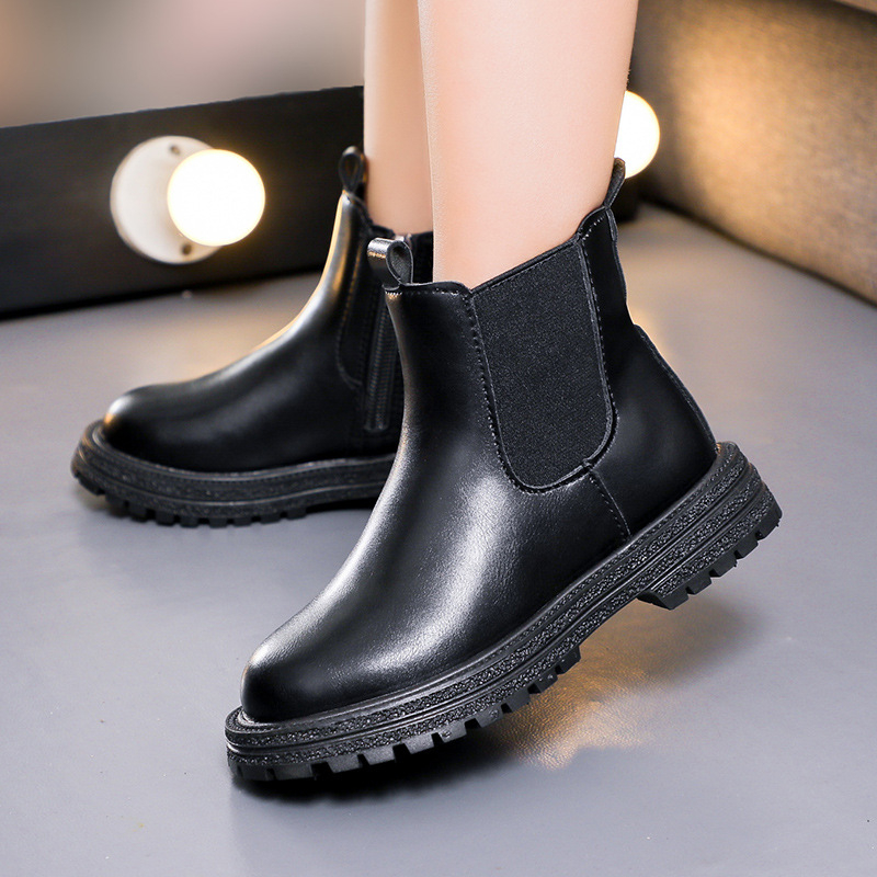 Dječje čizme do gležnja u korejskom stilu, bočni zatvarač, gumena potplata, umjetna koža