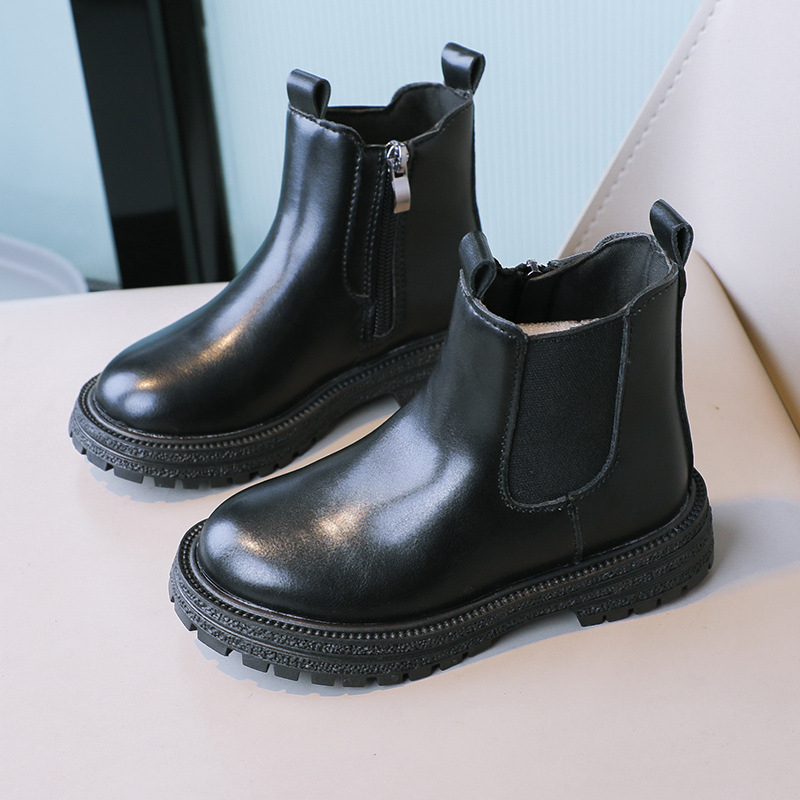 Dječje čizme do gležnja u korejskom stilu, bočni zatvarač, gumena potplata, umjetna koža