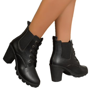 Ženske Martin čizme, niski shaft, zaobljena nosnica, debeli srednji pet 3–5 cm, PU gornji dio, gumeni potplat