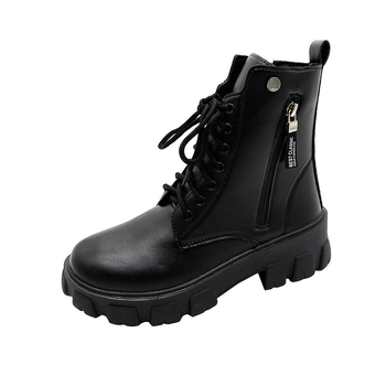 Ženske Martin čizme, do sredine potkoljenice, zaobljeni vrh, kvadratna peta, vezanje na vezanje, PU gornji dio i PU đon