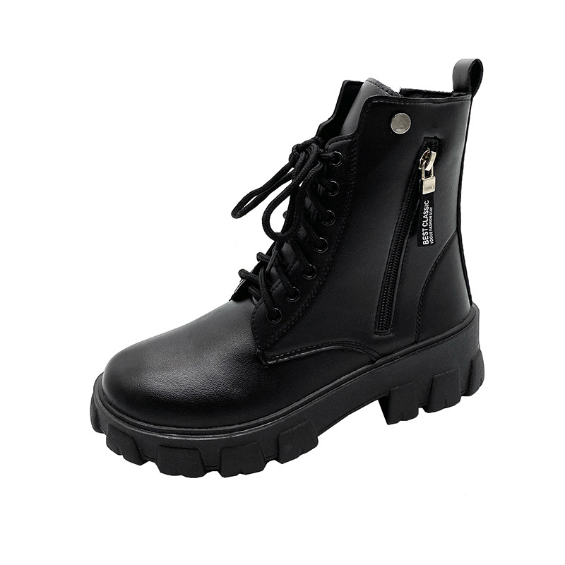 Ženske Martin čizme, do sredine potkoljenice, zaobljeni vrh, kvadratna peta, vezanje na vezanje, PU gornji dio i PU đon