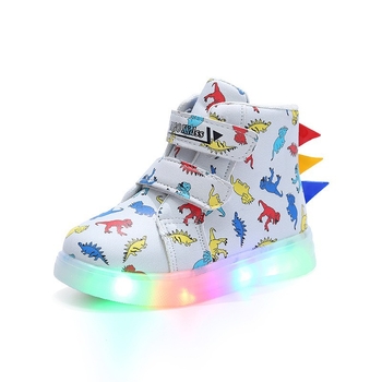 LED cipele s dinosauruse za djecu - gornji dio od umjetne kože, Velcro kopčanje, prozračne i lagane, vodootporne, PVC đon, unisex, za uzrast 1–6 godina