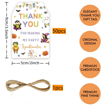 Halloween štítky s témou čarodejnice na narodeninové a dievčenské párty — papier, tlač, jednoduchý a moderný štýl; kategória: pohľadnice