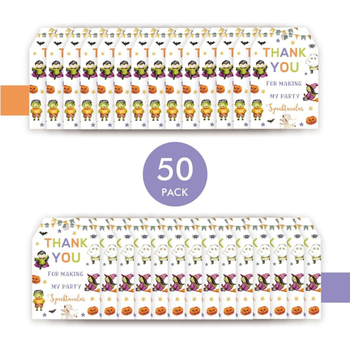 Halloween štítky s témou čarodejnice na narodeninové a dievčenské párty — papier, tlač, jednoduchý a moderný štýl; kategória: pohľadnice