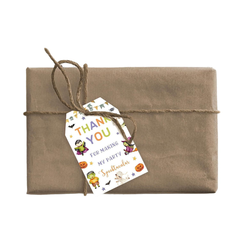 Halloween štítky s témou čarodejnice na narodeninové a dievčenské párty — papier, tlač, jednoduchý a moderný štýl; kategória: pohľadnice