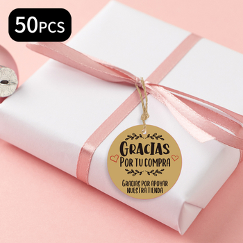 50 okrúhlych papierových štítkov na darčeky s kvetinovým vzorom, 10 m šnúrka — exportne exkluzívny výrobok pre Európu, Južnú a Severnú Ameriku