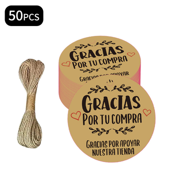 50 okrúhlych papierových štítkov na darčeky s kvetinovým vzorom, 10 m šnúrka — exportne exkluzívny výrobok pre Európu, Južnú a Severnú Ameriku