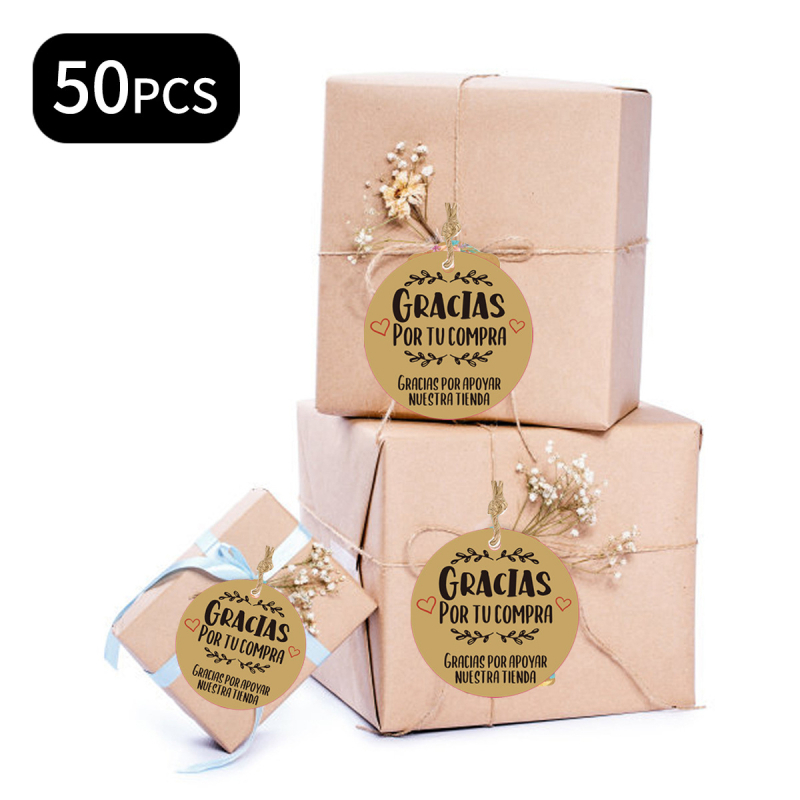 50 okrúhlych papierových štítkov na darčeky s kvetinovým vzorom, 10 m šnúrka — exportne exkluzívny výrobok pre Európu, Južnú a Severnú Ameriku