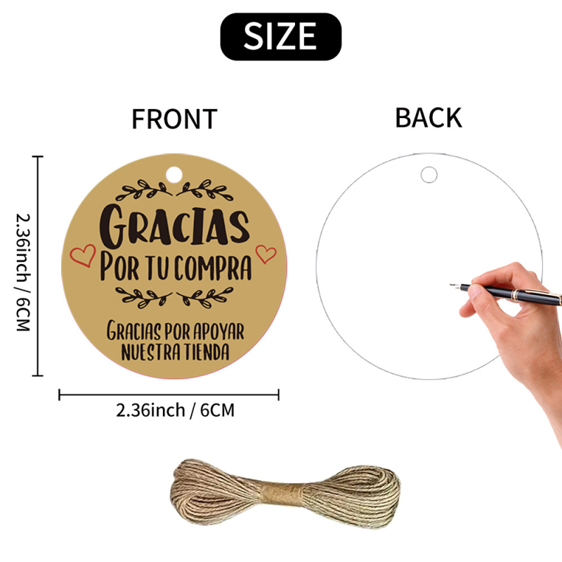 50 okrúhlych papierových štítkov na darčeky s kvetinovým vzorom, 10 m šnúrka — exportne exkluzívny výrobok pre Európu, Južnú a Severnú Ameriku