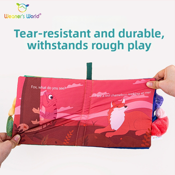 Interaktívna textilová knižka s chvostom pre bábätká a batoľatá, pratelná, hryzacia a odolná voči trhnutiu, vzdelávacia hračka pre predškolský vek