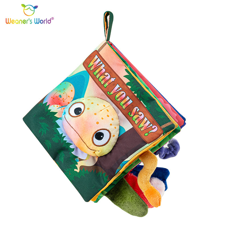 Carte de stofă interactivă cu coadă pentru bebeluși și copii mici, lavabilă, mușcabilă și rezistentă la rupere, jucărie educațională pentru primii ani