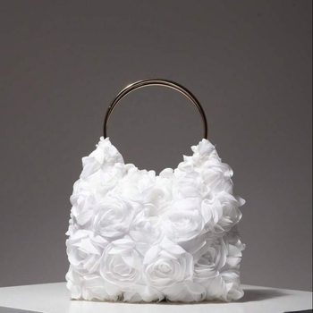 Mrežasta torbica s cvjetnim uzorkom - vertikalno kvadratni oblik, kopča za zaključavanje, džep za telefon