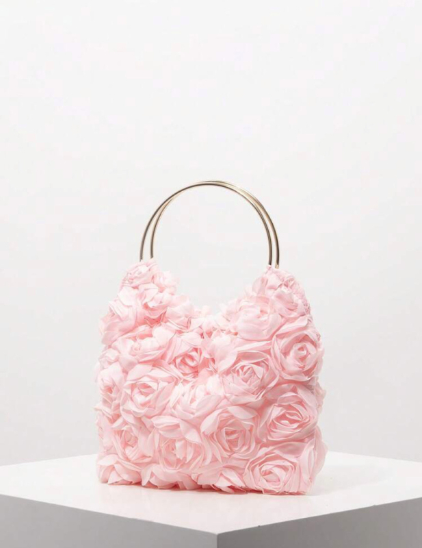 Mrežasta torbica s cvjetnim uzorkom - vertikalno kvadratni oblik, kopča za zaključavanje, džep za telefon