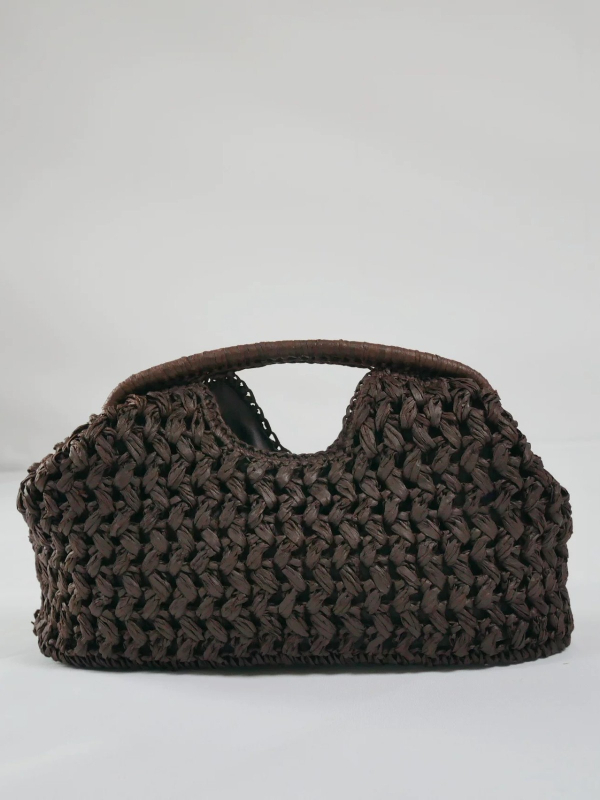 Ženska torbica od slame u stilu urbane jednostavnosti, dumpling-type oblik, podstava poliester, ljeto 2025