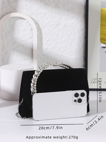 Večernja torbica od poliestera, podstava od poliestera, vodoravni pravokutni oblik, džep za telefon, magnetsko zatvaranje.