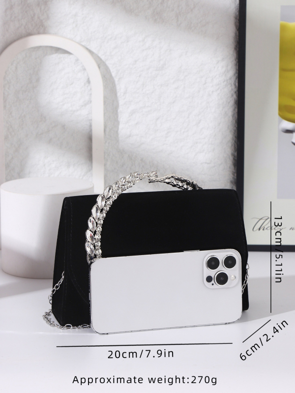 Večernja torbica od poliestera, podstava od poliestera, vodoravni pravokutni oblik, džep za telefon, magnetsko zatvaranje.