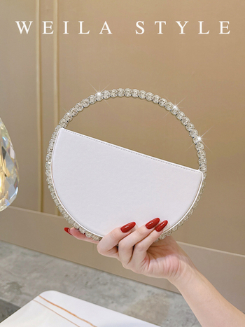 Okrugla PU clutch torbica sa zatvaračem, kutijskog stila, unutarnji džep za ID