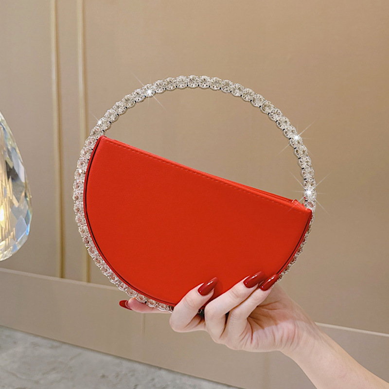 Okrugla PU clutch torbica sa zatvaračem, kutijskog stila, unutarnji džep za ID