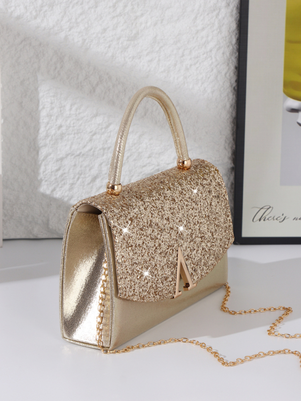 Večernja torbica sa štrasom, svijetla, mini kvadratna torba od poliestera; magnetsko zatvaranje; unutarnji pretinac sa zatvaračem i pretinac za telefon