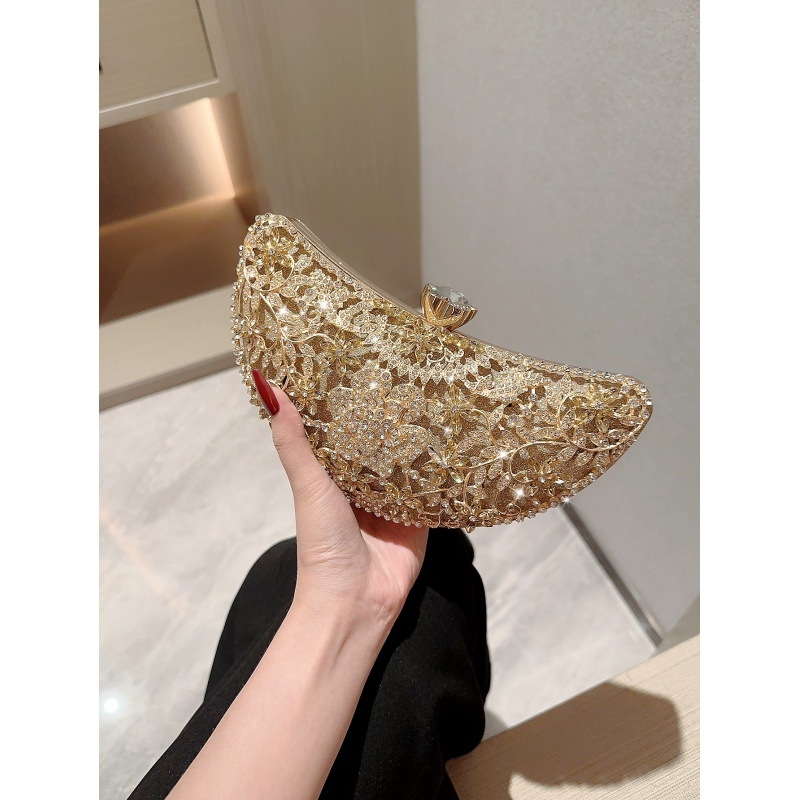 Kristalna box clutch torbica, jastučastog oblika, magnetska kopča, pretinac za telefon