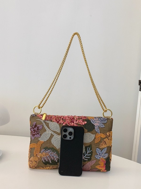 Torba u literarno-nacionalnom stilu — pamuk-lan materijal, mala kvadratna torba, zatvarač, podstava od poliestera, jedan remen