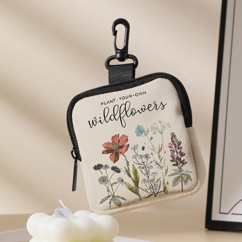 Mini novčanik za kovanice i torbica za slušalice — rižin velur, geometrijski uzorak, podstava od poliestera, prozračan, ultralak, antibakterijski