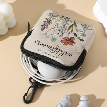 Mini novčanik za kovanice i torbica za slušalice — rižin velur, geometrijski uzorak, podstava od poliestera, prozračan, ultralak, antibakterijski