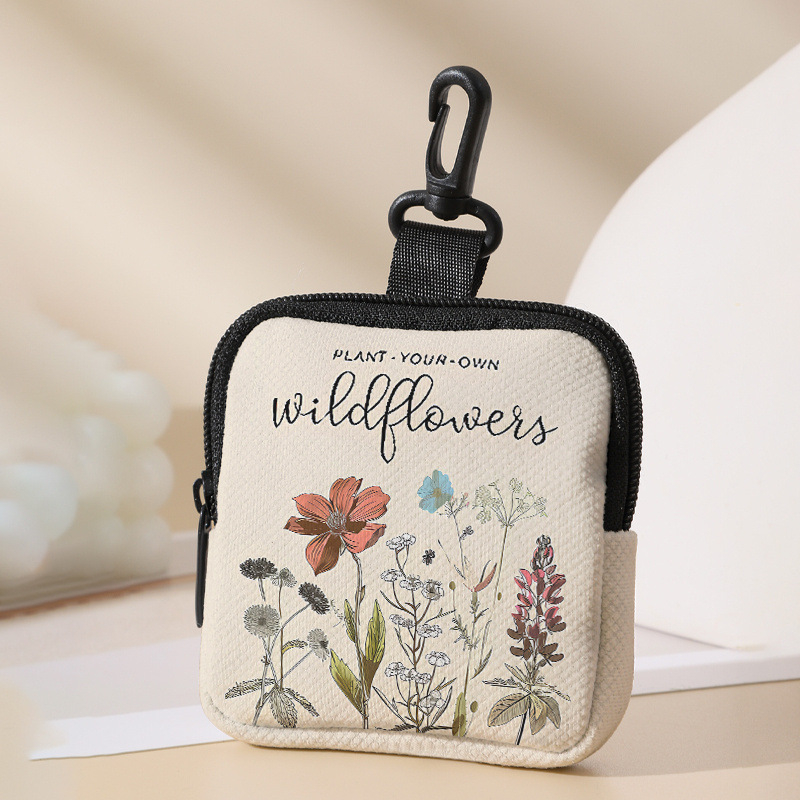 Mini novčanik za kovanice i torbica za slušalice — rižin velur, geometrijski uzorak, podstava od poliestera, prozračan, ultralak, antibakterijski