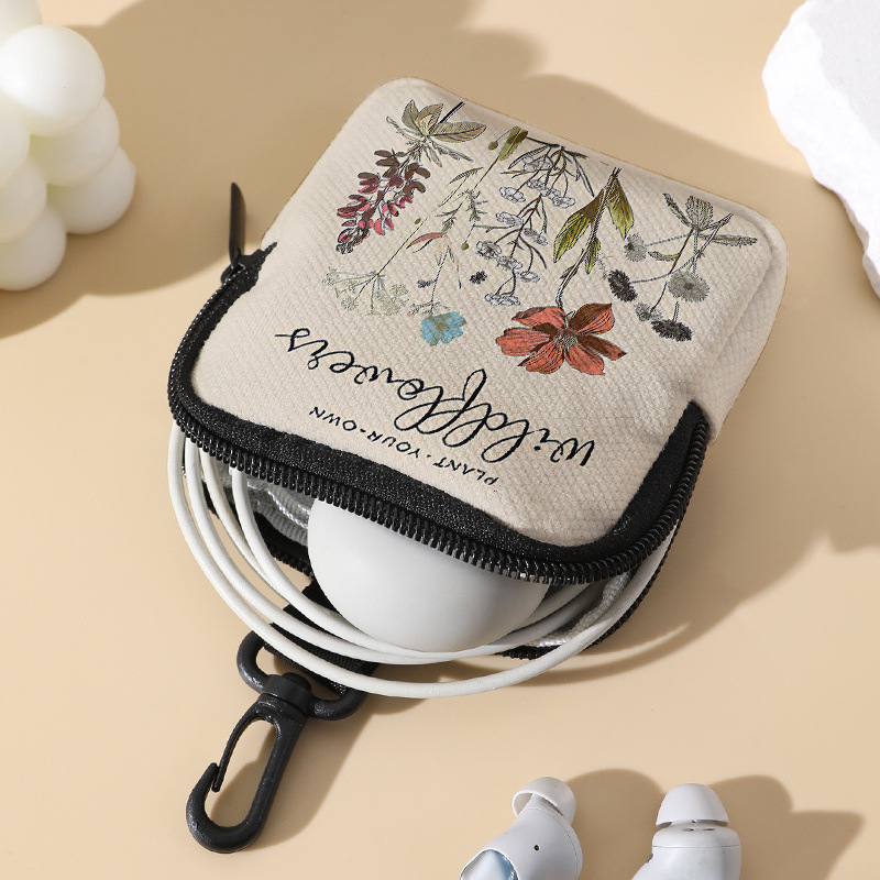 Mini novčanik za kovanice i torbica za slušalice — rižin velur, geometrijski uzorak, podstava od poliestera, prozračan, ultralak, antibakterijski