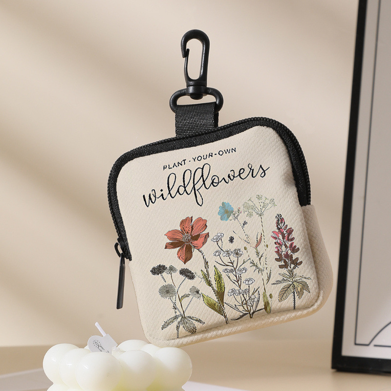 Mini novčanik za kovanice i torbica za slušalice — rižin velur, geometrijski uzorak, podstava od poliestera, prozračan, ultralak, antibakterijski