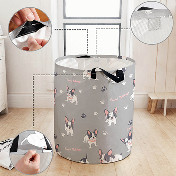 Koš za rublje s motivom psa, od netkanog materijala, sklopiv i prenosiv za kućnu i kupaonicu