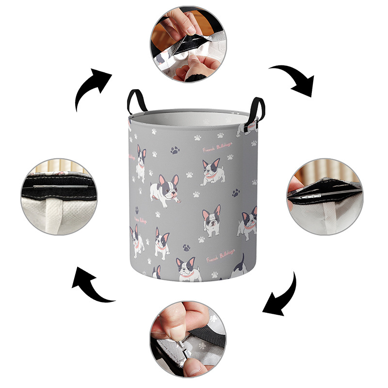 Koš za rublje s motivom psa, od netkanog materijala, sklopiv i prenosiv za kućnu i kupaonicu