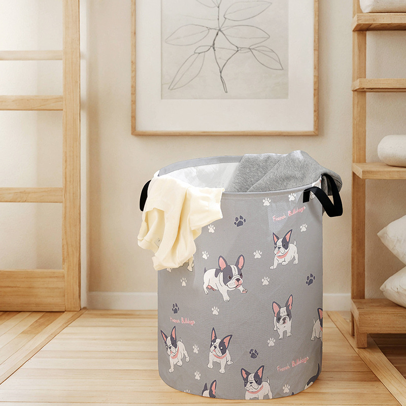 Koš za rublje s motivom psa, od netkanog materijala, sklopiv i prenosiv za kućnu i kupaonicu