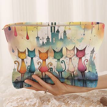 Corduroy kozmetička i toaletna torbica, ultralagana, prozračna, antibakterijska, proširiva, gradsko minimalistički stil, podstava poliester