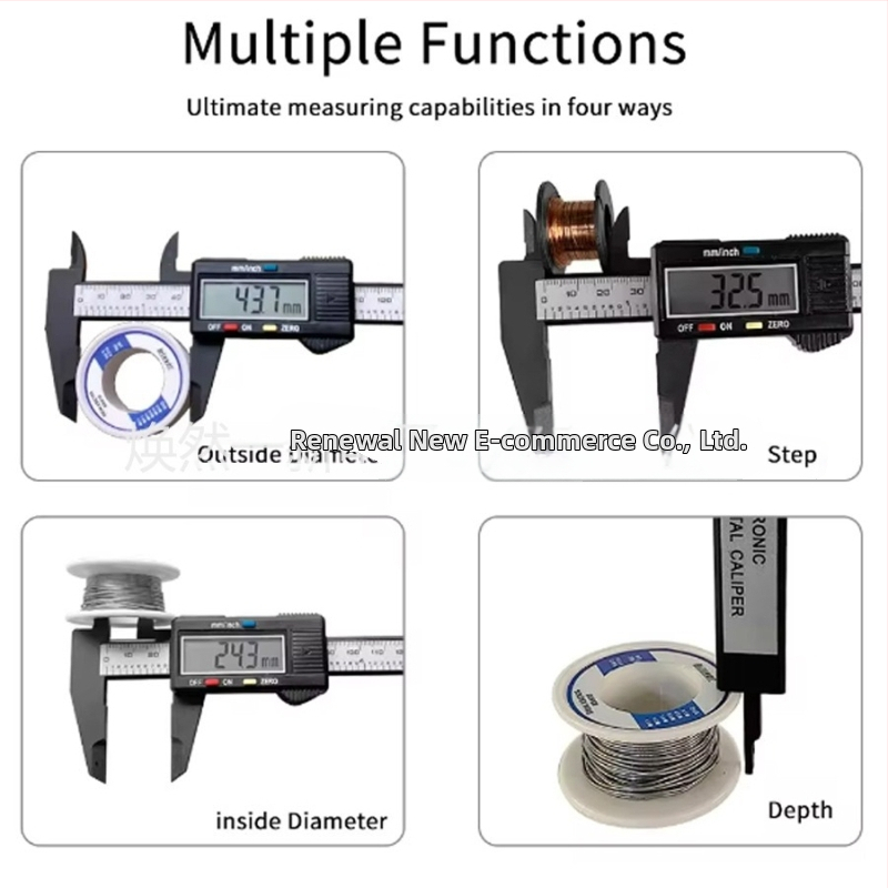 Digitālais kalipers ar LCD displeju iekšējā un ārējā diametra mērīšanai, izturīgs plastmasas korpuss