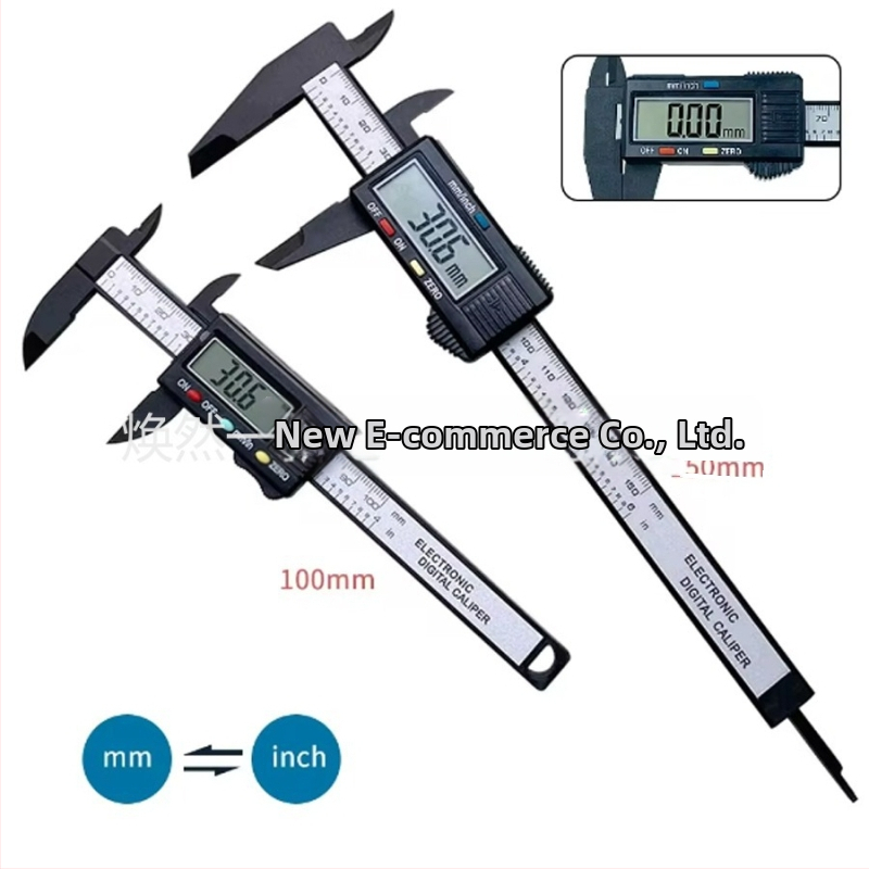 Digitálny posuvný merací nástroj s LCD displejom pre vnútorný a vonkajší priemer, pevné plastové telo