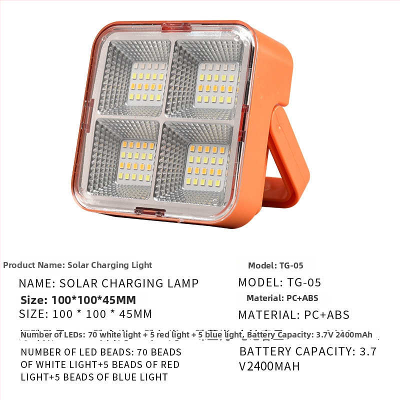 Solárna nabíjacia lampa na kempovanie — 80W, 5V, 6–12 h prevádzky, IP42, životnosť 50 000 h