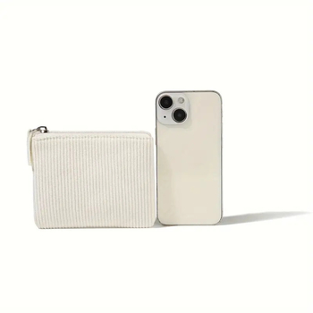 Corduroy kockasti novčanik s zatvaračem, prostor za ruž, prilagodljiv logotip