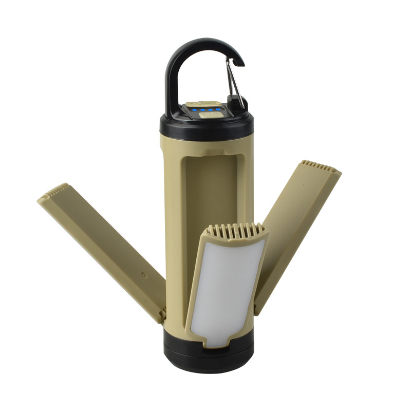 LED kempingová lampa XF-LY23, nabíjateľná, 3V, 5W, 90° skladací dizajn s tromi lopatkami