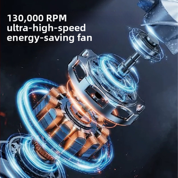 Prenosný turbo ventilátor s Li-ion batériou, 5V, 4W, hluk < 36 dB, 4 rýchlosti