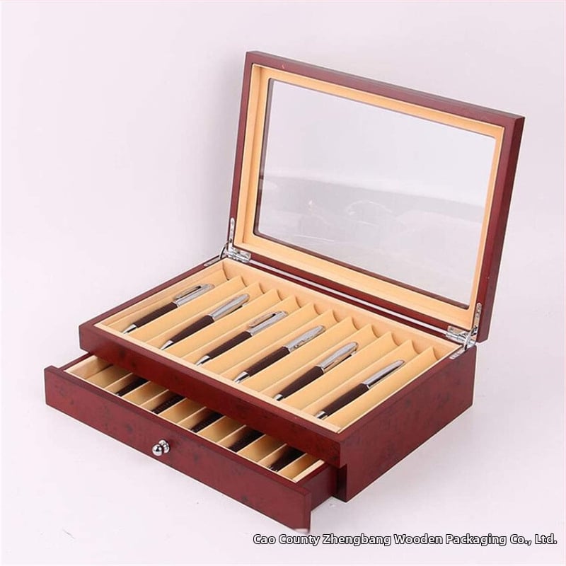 Autonomy 2024104 koka divstāvu pildspalvu uzglabāšanas kārba, 12 pildspalvām, biroja displeja kārba