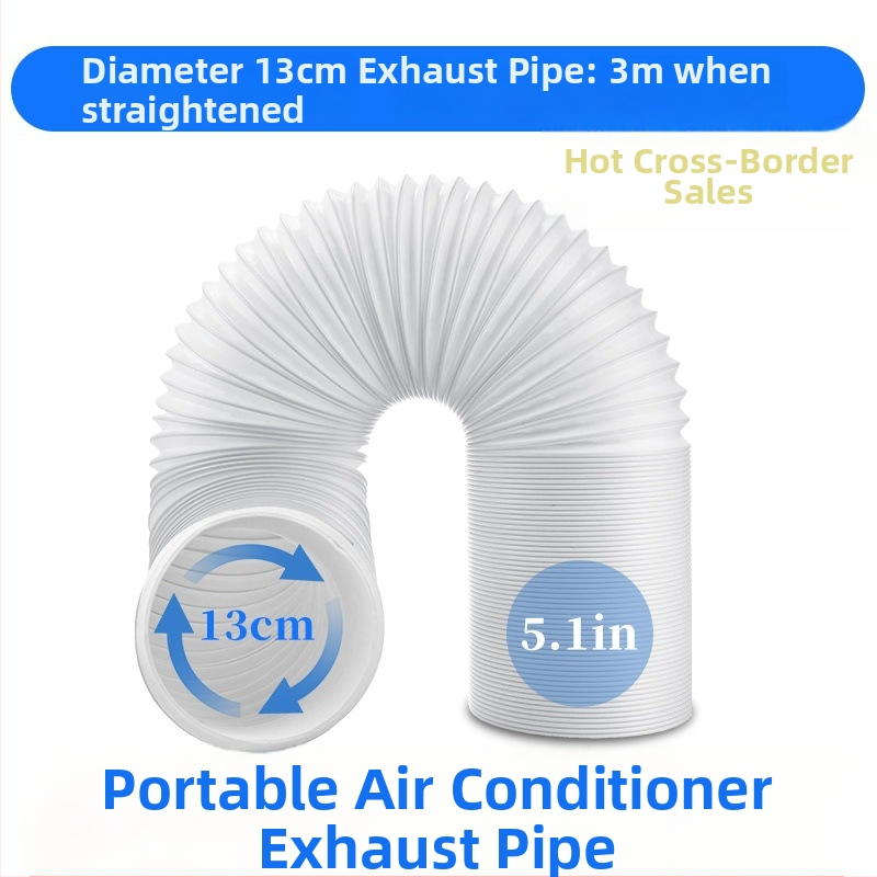 Prenosná hadicová výfuková rúra pre klimatizáciu (3 m dĺžka, priemer 5,1 in, teleskopická)