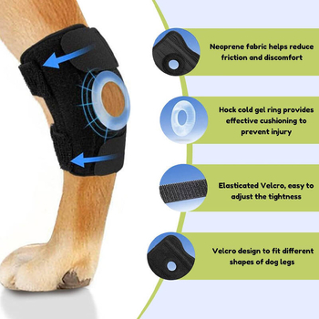 Protecție gambă pentru animal de companie - Wolf King echipament protector de reabilitare, pernă pentru gambă, material OK + inel din silicon