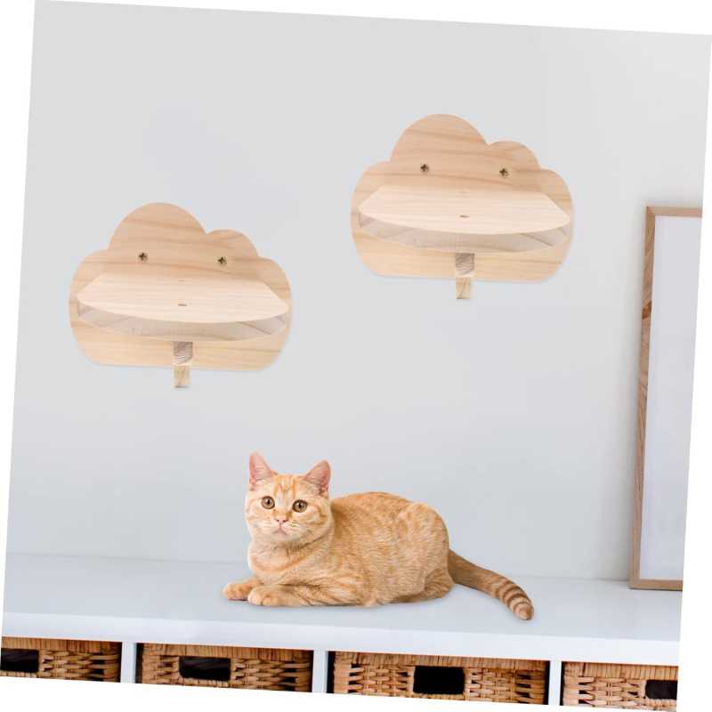 Nástenná skákacia platforma pre mačky zo masívneho dreva — jednoduchý štýl, značka Thousand wood source, nie je dovezené