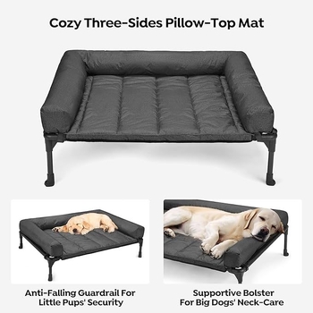 Fushang Odvojiva pseća lezaljka s prozračnom Teslin mrežom, vodootporna i protuklizna, okvir od nehrđajućeg čelika