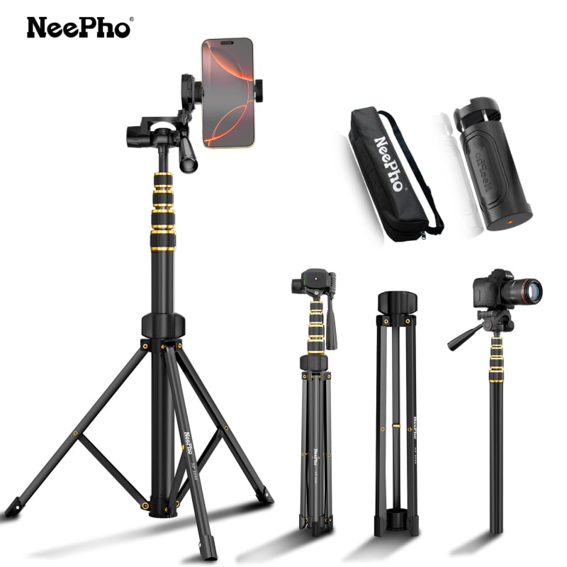 DSLR grindinis stovas NP-2688 iš Neepho, 3D gimball, aliuminio lydinys, 5 sekcijų, apkrova 2–5 kg (greito atleidimo plokštelė)