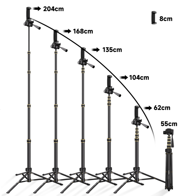 DSLR grindinis stovas NP-2688 iš Neepho, 3D gimball, aliuminio lydinys, 5 sekcijų, apkrova 2–5 kg (greito atleidimo plokštelė)