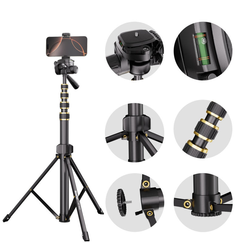 DSLR grindinis stovas NP-2688 iš Neepho, 3D gimball, aliuminio lydinys, 5 sekcijų, apkrova 2–5 kg (greito atleidimo plokštelė)