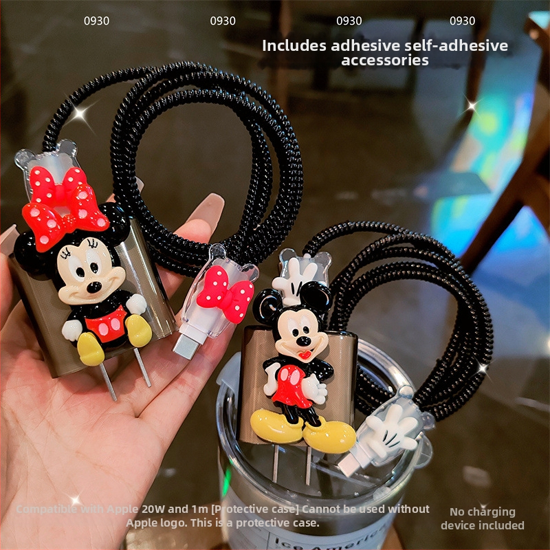 Karikatūras dizaina datu kabeļa aizsarg vāciņš Apple 20W uzlādes kabelim – mobilo tālruņu piederumi, saderīgs ar Apple 20W